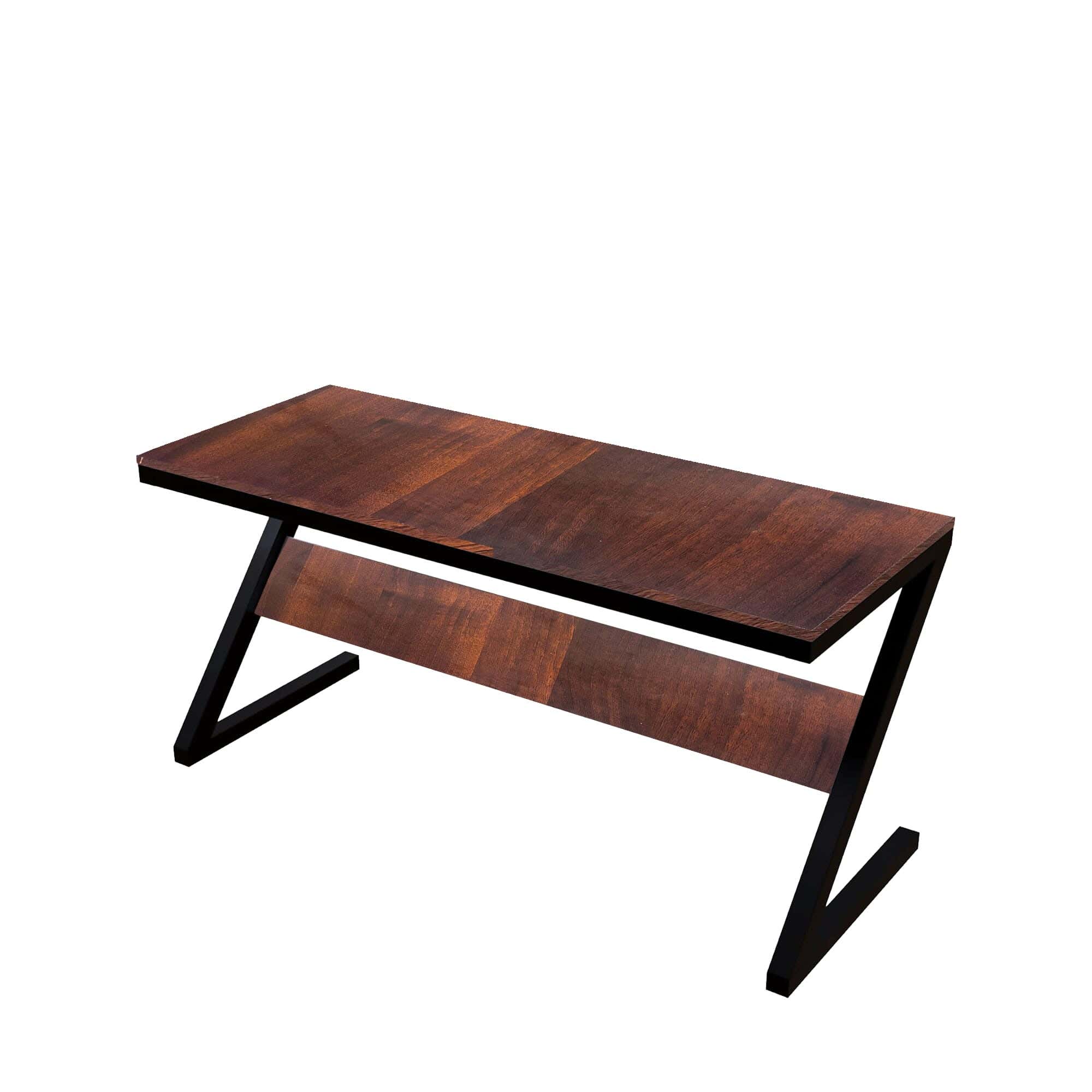 Metal Desk With Thai MDF Melamine Wood Surface, Electrostatic Paint Finish, 140×75×60 cm, FM0191 - Brown