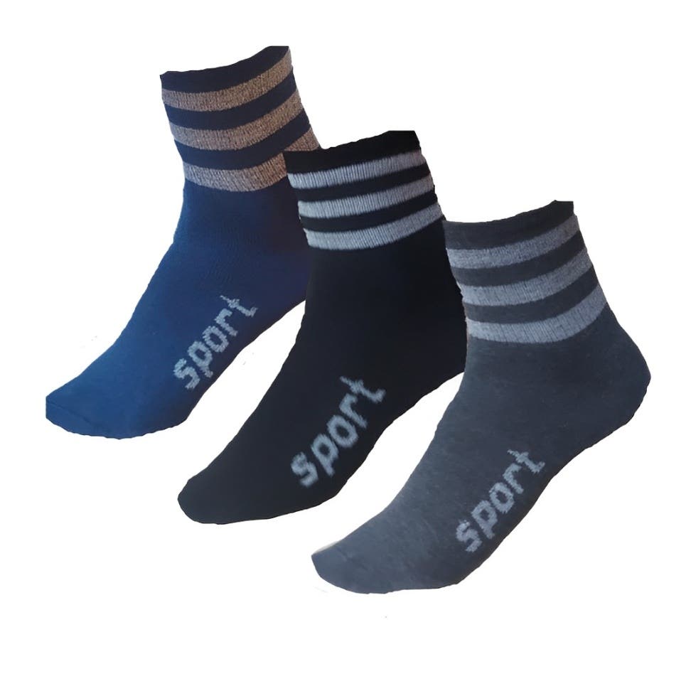 Printed Sport Men Socks Set, 3 Pairs - Multicolor