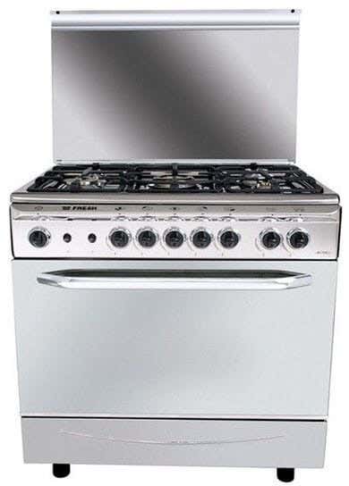 Fresh Italiano Gas Stove With Oven, 80×55, 5 Burners - Silver