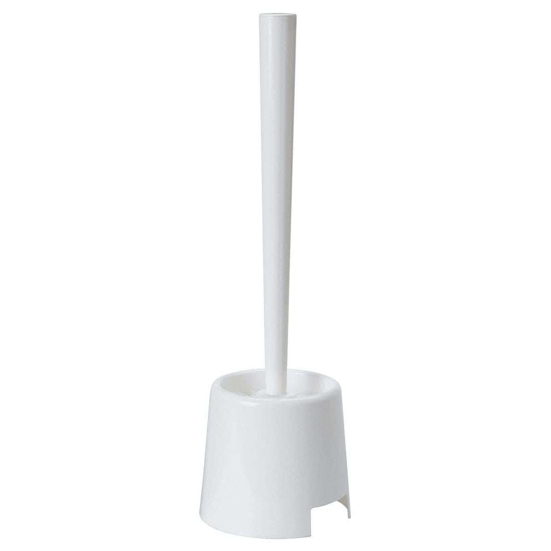 Toilet brush with holder, plastic - white
