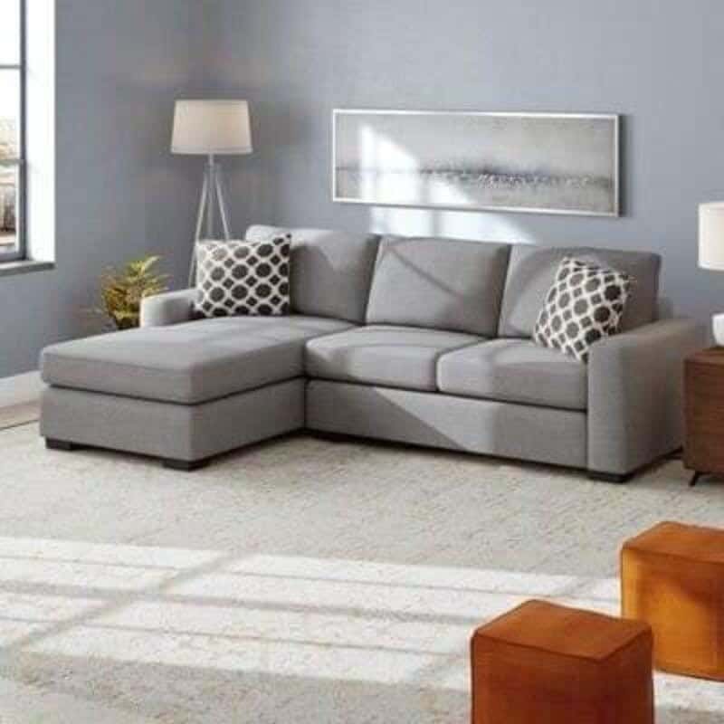 L-shaped sofa, beech wood, 60 x 200×80 cm - gray