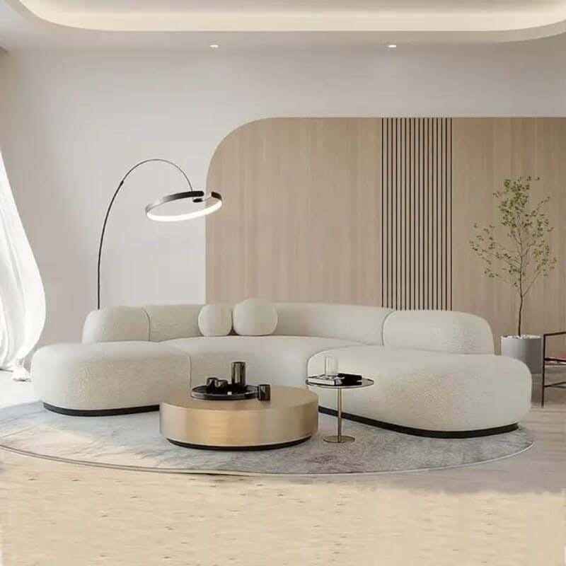 Modern rotating sofa, beech wood, 60 x 220 x 80 cm - beige