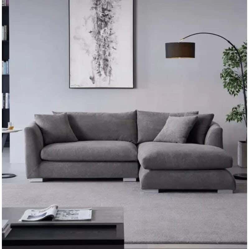 L-shaped sofa, beech wood, 60 x 220 x 80 cm - dark gray