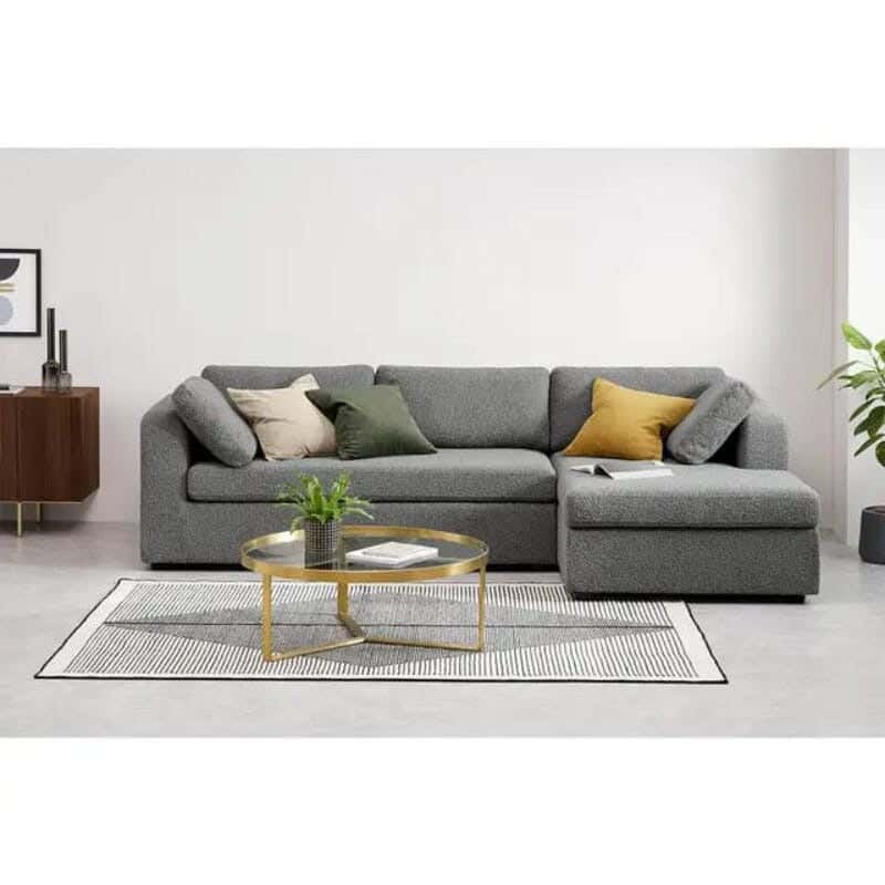 L-shaped sofa, beech wood, 280x170x75 cm - gray