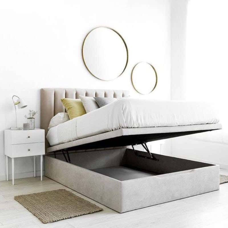 Beech wood bed, 120 x 180 x 200 cm - Beige
