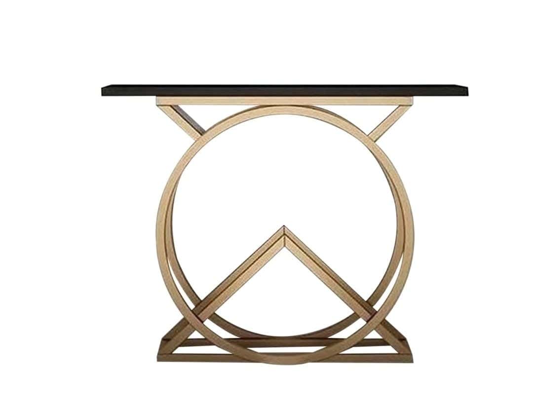 Metal Console Table, MDF Wood Top, 120×40×90 Cm - Gold