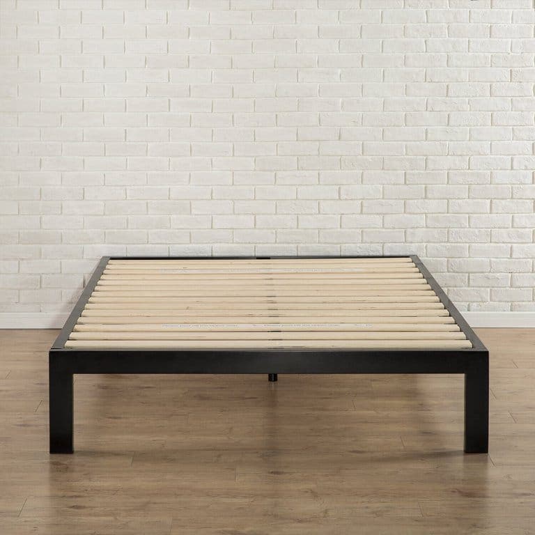 Metal Queen Bed with Wooden Slats, 35×120×200 Cm - Black