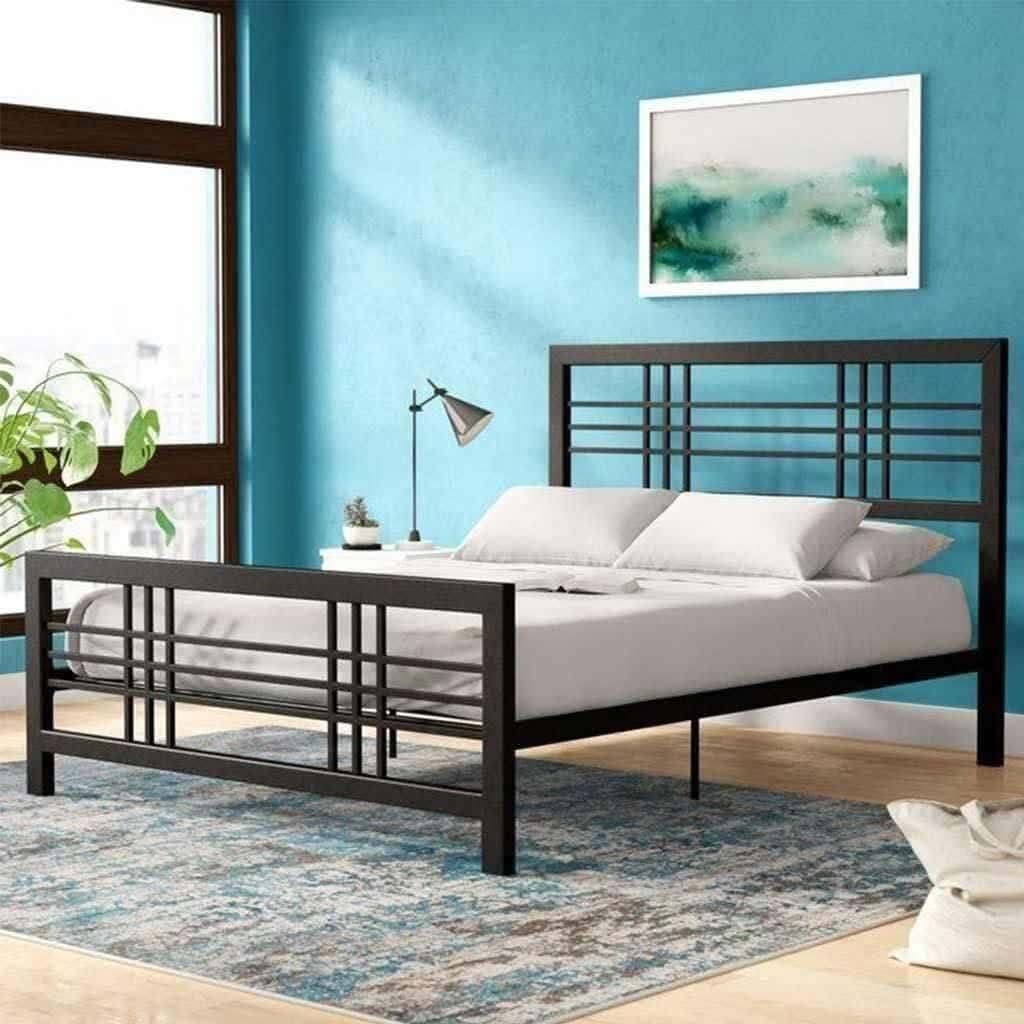 Metal Bed, 200 × 120 × 120 Cm - Black
