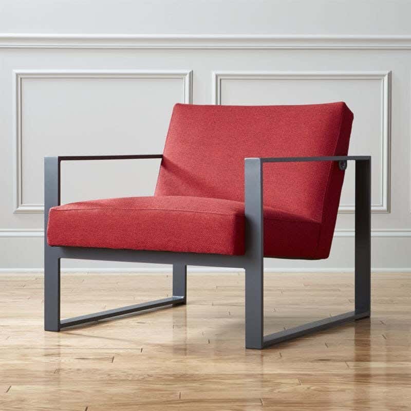 Metal Chair, Electrostatic Paint, 80 × 80 × 70 cm - Black Red