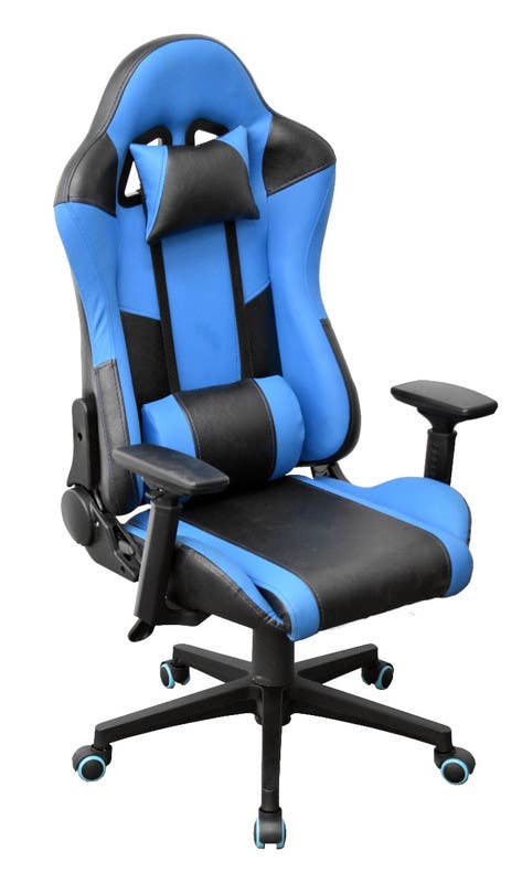 Movable gaming chair, 50x65x138 cm - black blue