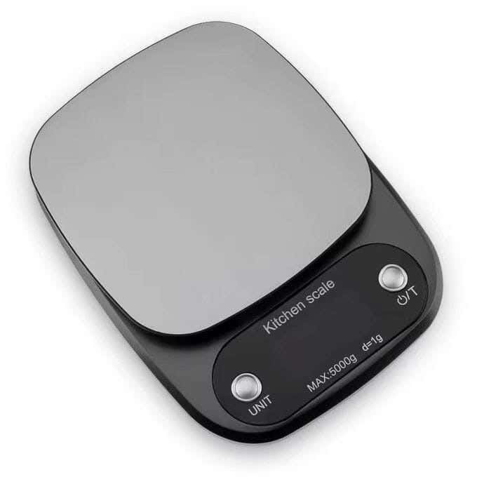 Digital scale, 1 gram to 10 kilograms, stainless steel - black silver