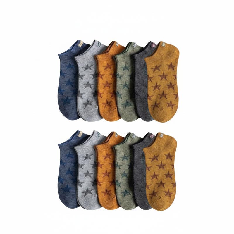 Unisex Cotton Socks Set, 12 Pieces, One Size - Multicolor