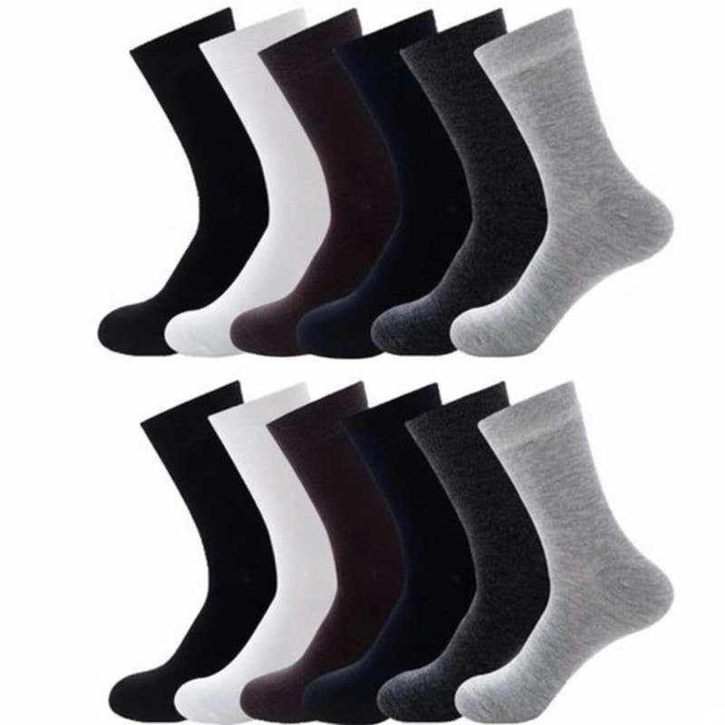 Men's Cotton Socks Set, 12 Pieces, One Size - Multicolor