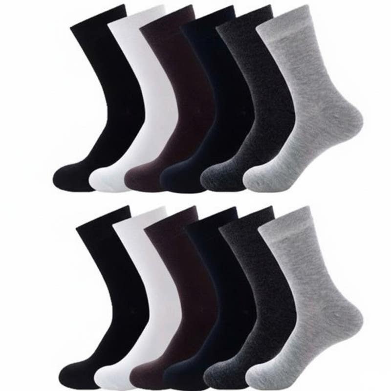 Men's Cotton Socks Set, 12 Pieces, One Size - Multicolor