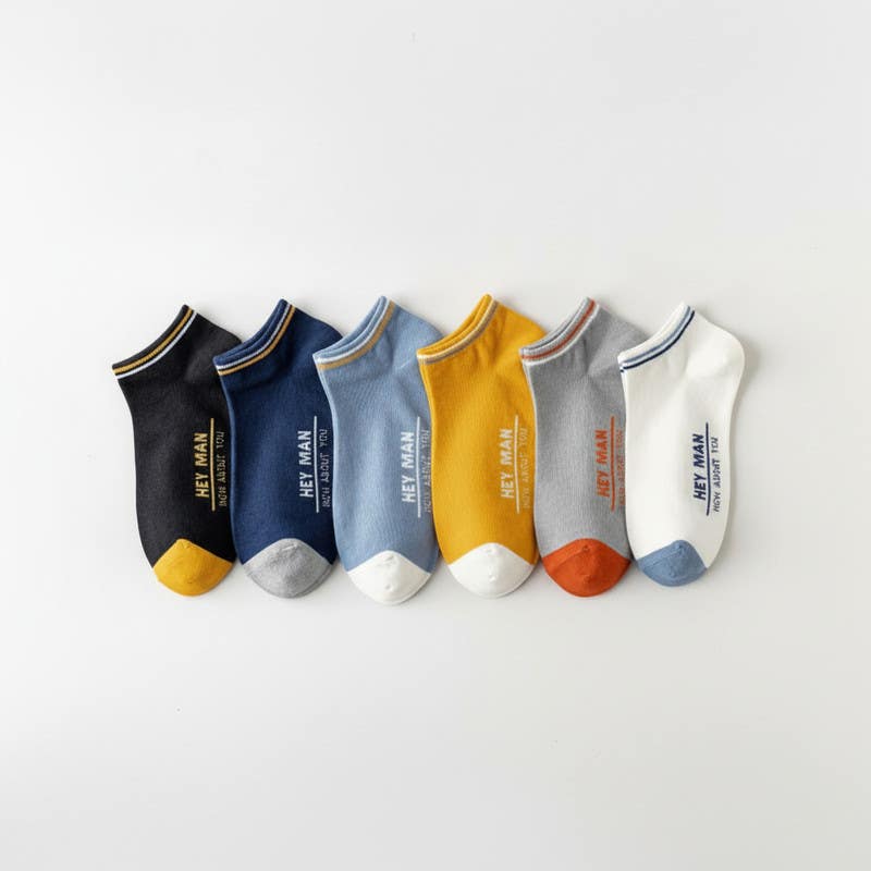 Women's Cotton Socks Set, 6 Pieces, One Size - Multicolor