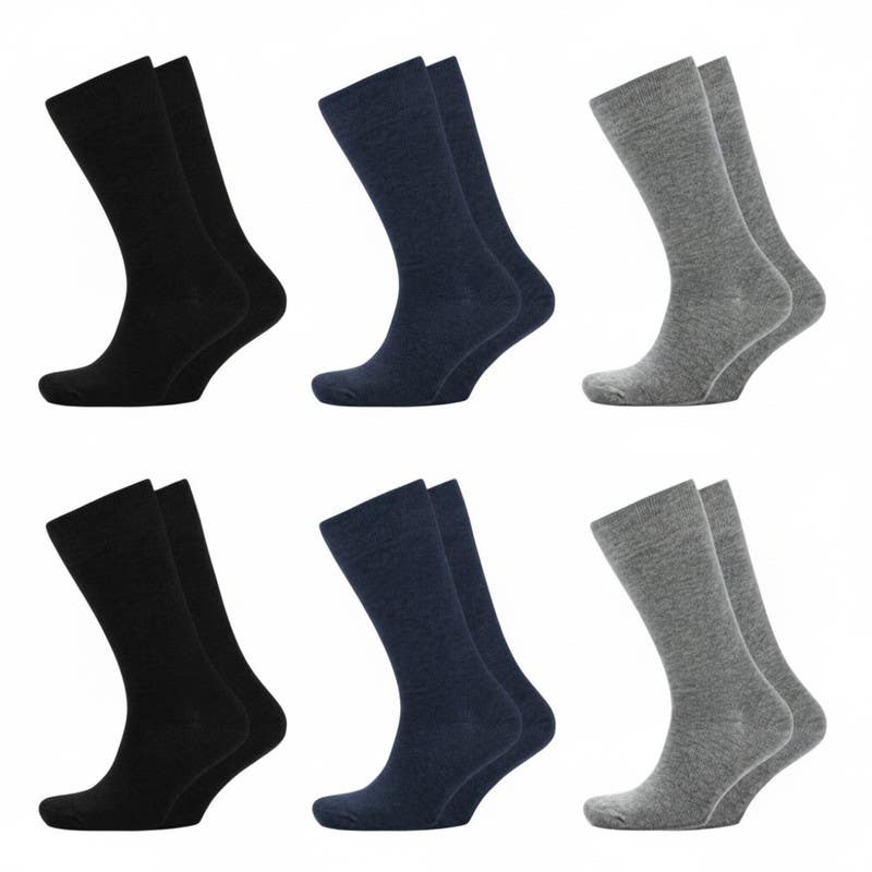 Men's Cotton Socks Set, 12 Pieces, One Size - Multicolor