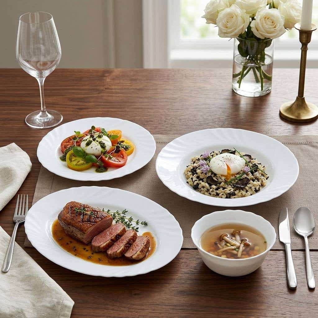 Verona Arcopal Dinner Set, 24 Pieces - White