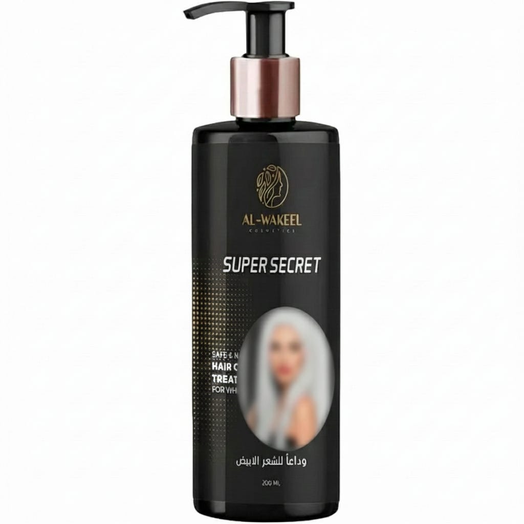 Al Wakil Cosmetics Super Secret Cream, to treat white and gray hair and restore its natural color, 200 ml