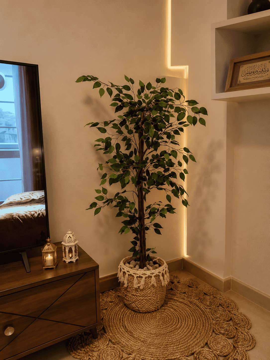 Artificial decorative tree, 30x30x160 cm, shatterproof acrylic - Multicolor