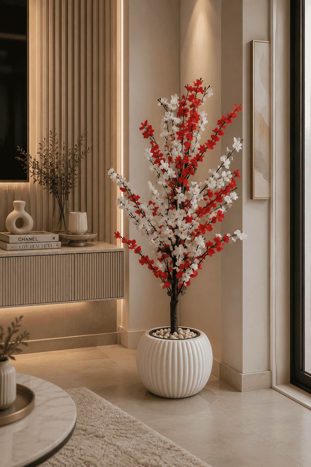 Decorative artificial tree, 30x30x165 cm, shatterproof acrylic - Multicolor