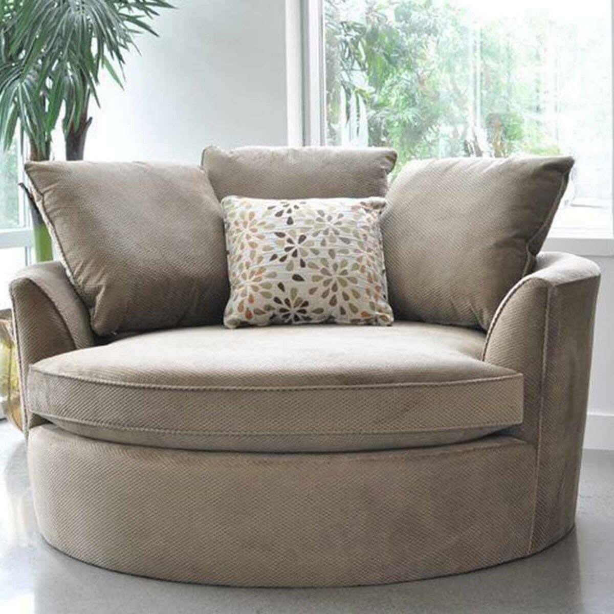 Beech Wood Armchair, Koya Linen Fabric, 90×85×70 Cm - Beige