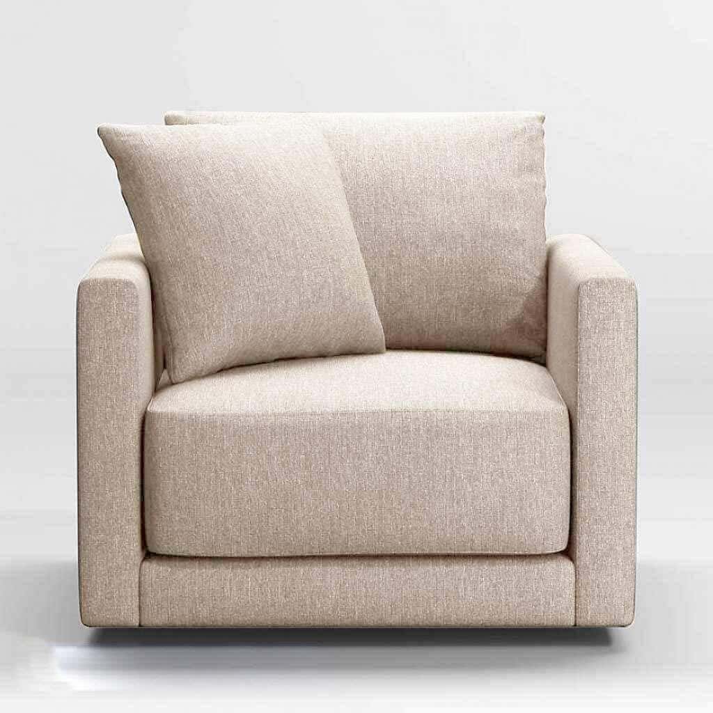Beech Wood Armchair, Koya Linen Fabric, 70×80×70 Cm - Beige