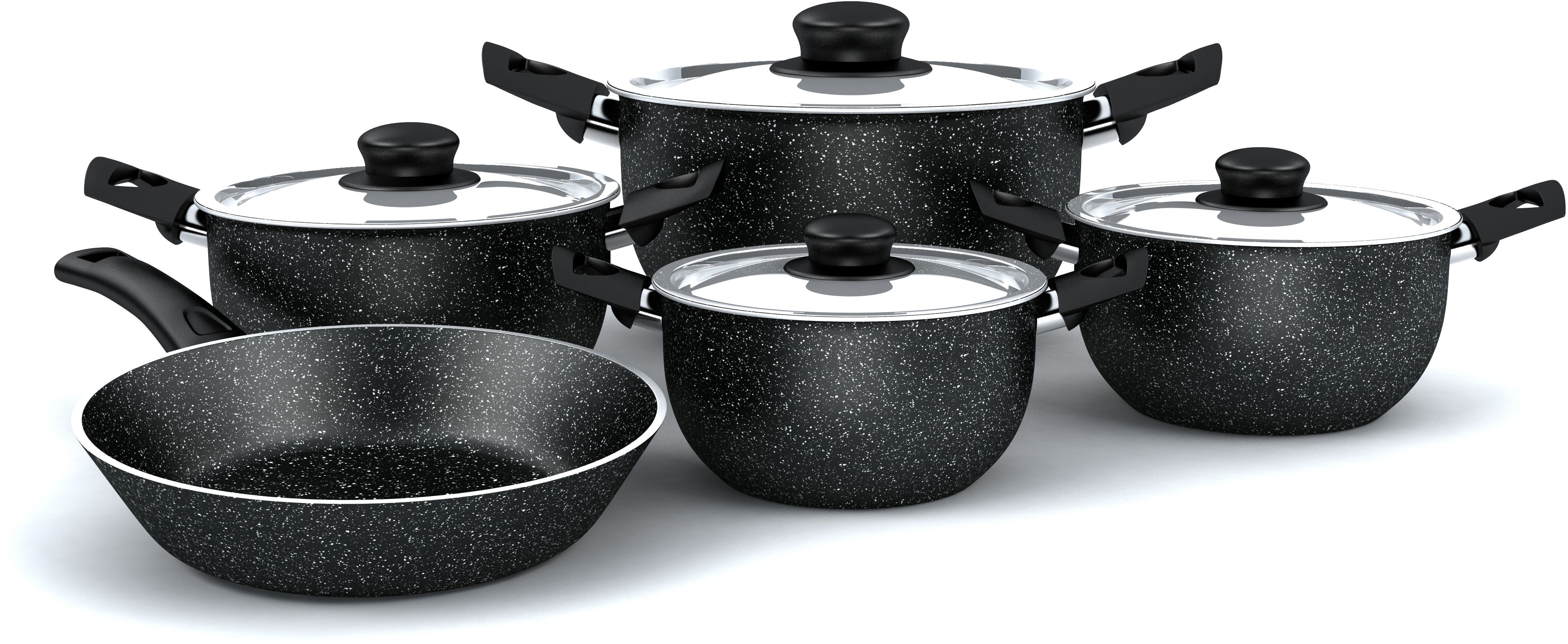 Lazord Granite Plus Cookware Set, 9 Pieces - Black