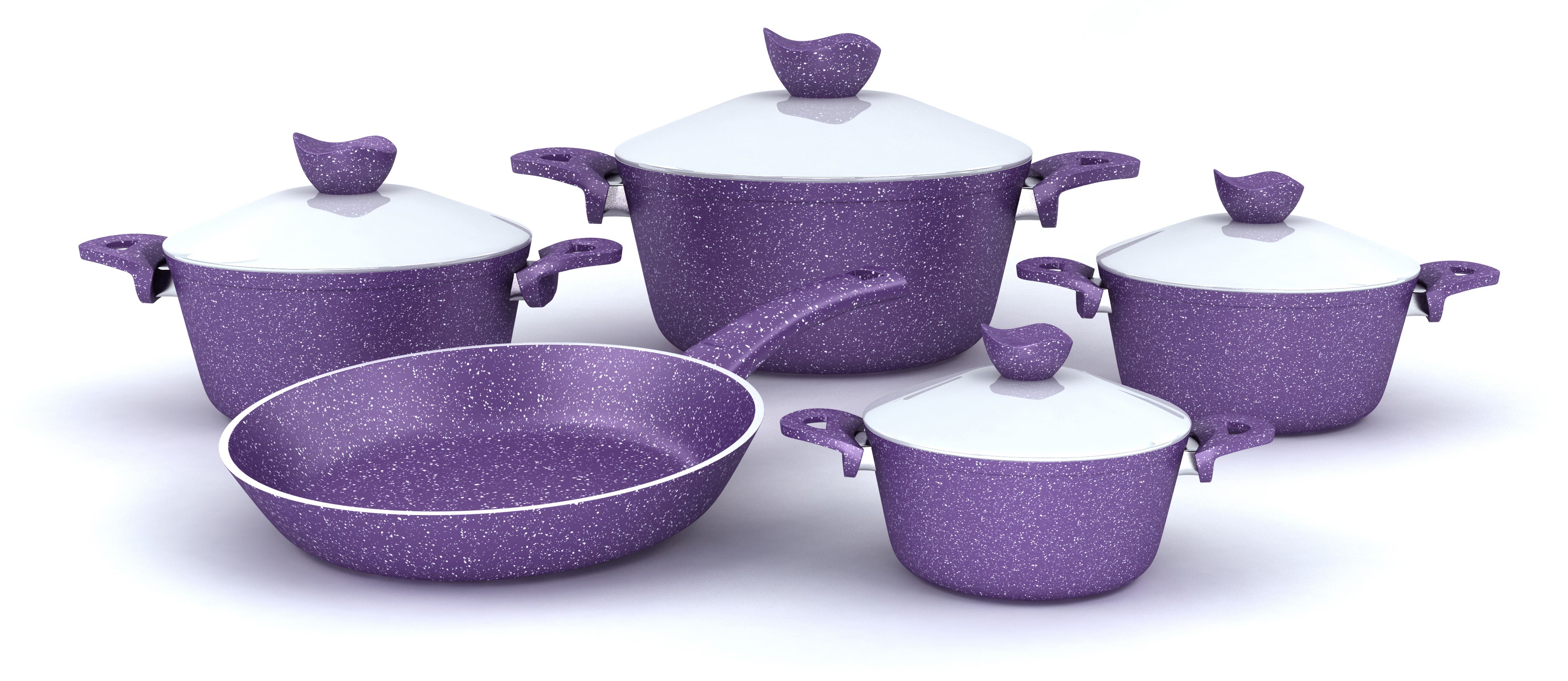 Lazord Granite Pro Cookware Set, 9 Pieces - Mauve