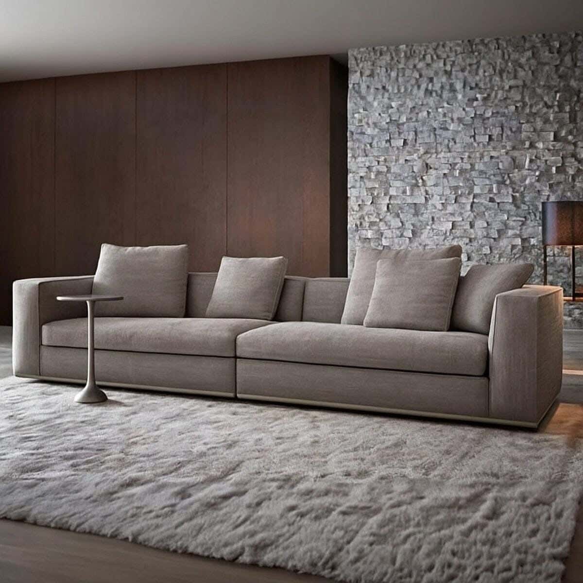 3-Seater Sofa, Beech Wood, Koya Linen Fabric, 240×80×60 cm - Grey