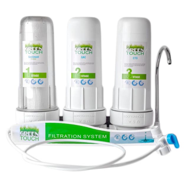 Green Touch Water Filter, 3 Stage 18×9 cm - White