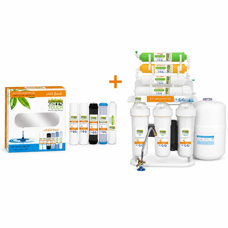 Super Green Touch Water Filter, 7 Stages, 42x40 cm - White + 6 Candles Pack