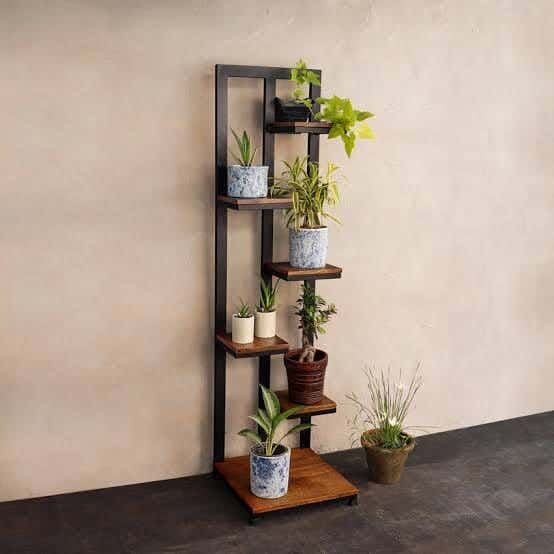 Metal Shelving Unit, Electrostatic Paint, 50 × 50 × 150 cm - Black Brown