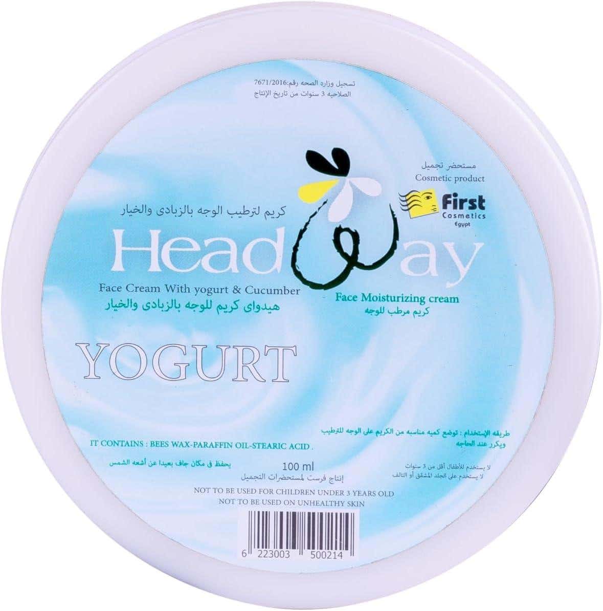 First Cosmetics Head Way Face Cream Moisturizing With Yogurt & Cucumber - 100ML, for Women