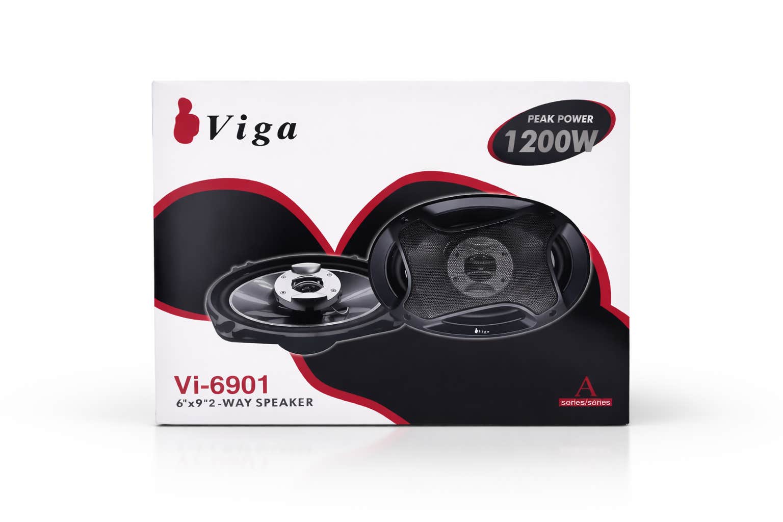 Viga, VI-6901, Oval Car Speaker Set, 16cm, 1200W - Black