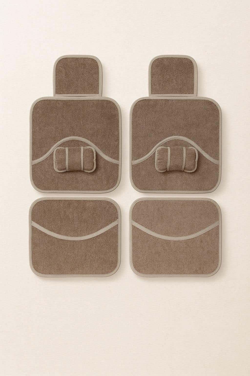 Luxury 2-piece car seat set, super deluxe linen - brown