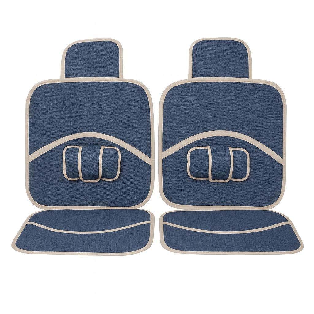 Luxury 2-piece car seat set, super deluxe linen - blue