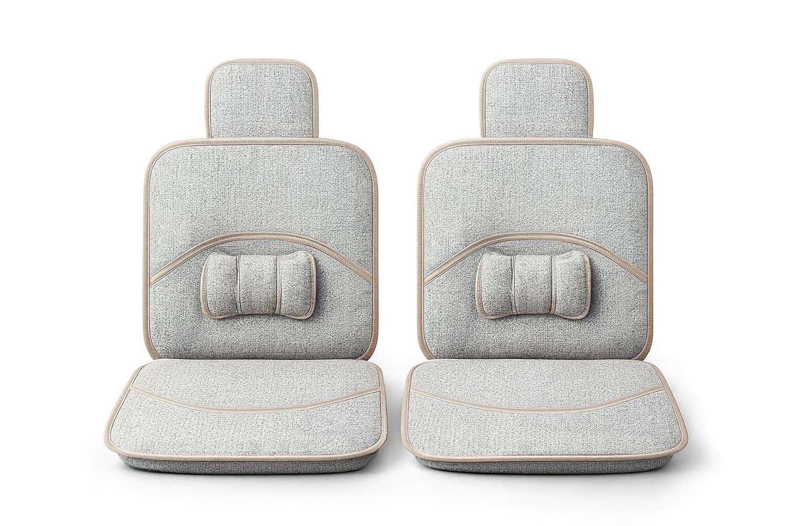 Luxury 2-piece car seat set, super deluxe linen - beige