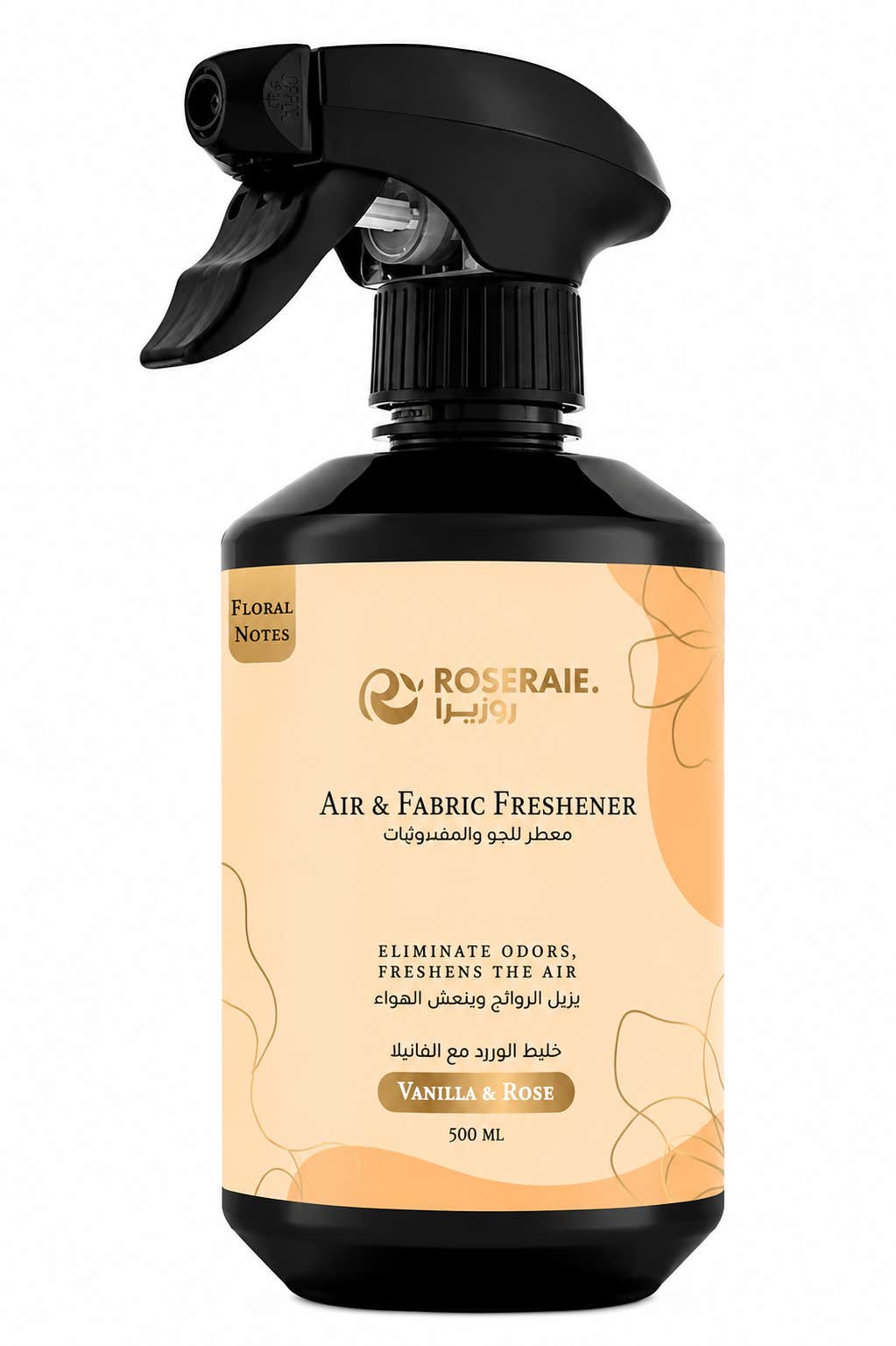 Rosera Car Spray Air Freshener 500ml, Rose & Vanilla, Liquid, 500ml - black