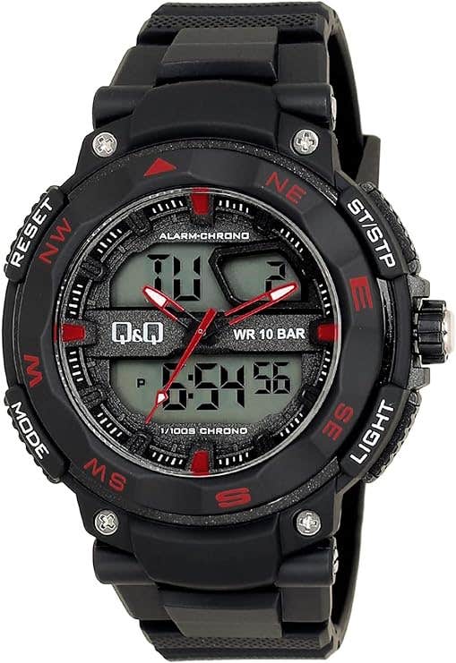 Q&Q GW85J006Y Round Digital Sport Watch For Men, XL /49 - 55 mm - Black