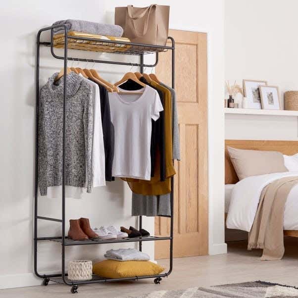 Metal clothes rack, 100x180x35 cm - Black