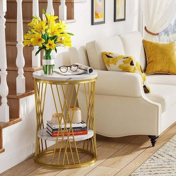 Metal side table, 40x50x40 cm - Gold