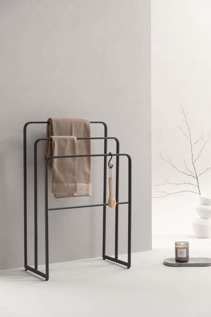 Metal towel holder, 70x100x30 cm - Black