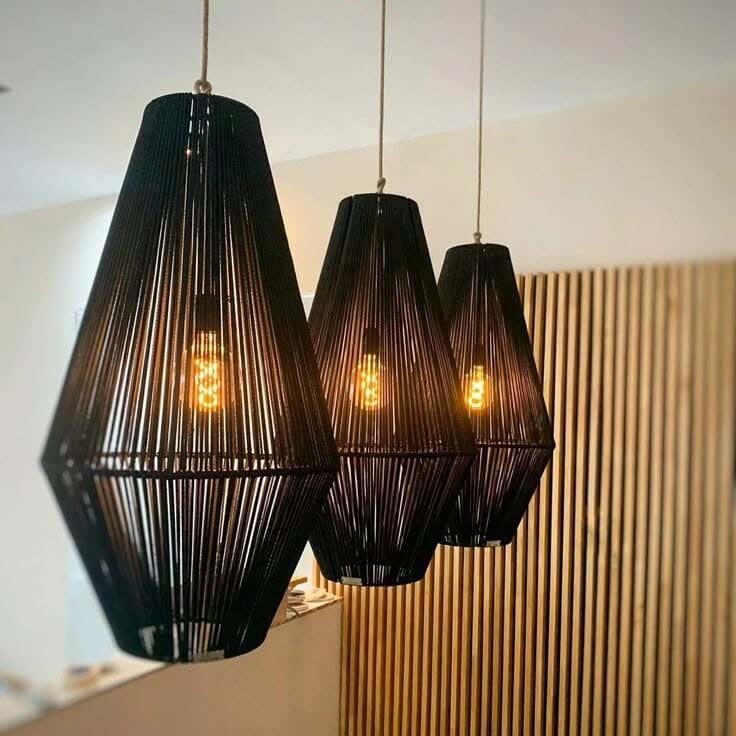 Ceiling chandelier, 60x60x40 cm, 3 Chandeliers - Black