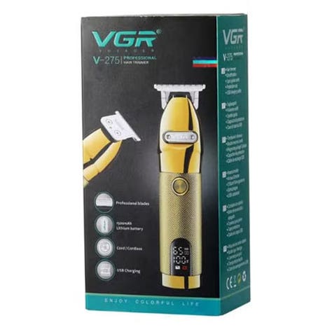 VGR V-275 Hair Clipper and Trimmer, Rechargeable, with LED Display - Gold