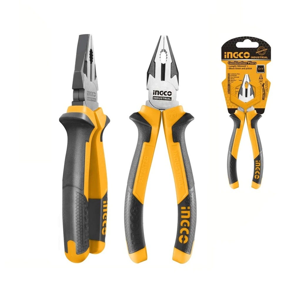 Ingco Pliers, 8 Inch, Heavy Duty - Black Yellow