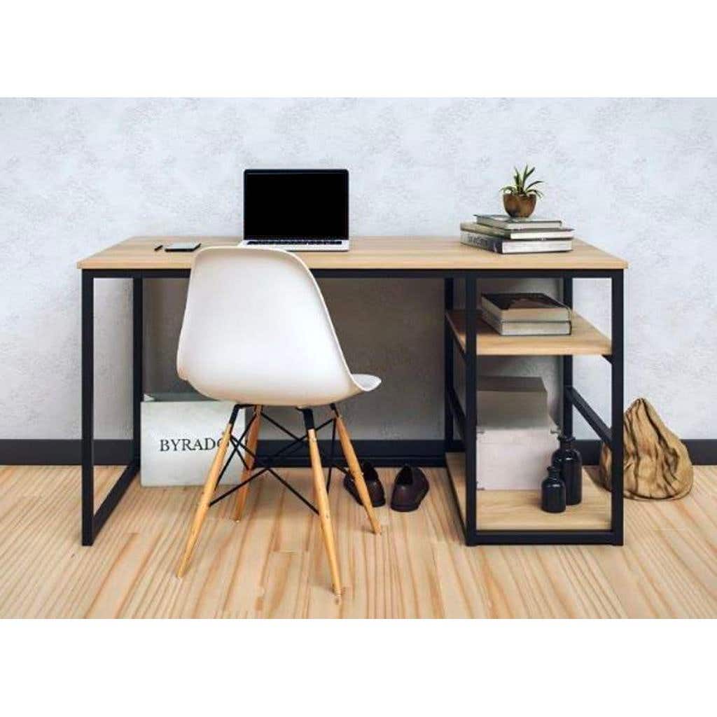 Wood , Metal Counter Desk, 120x60x75 cm - Black Beige