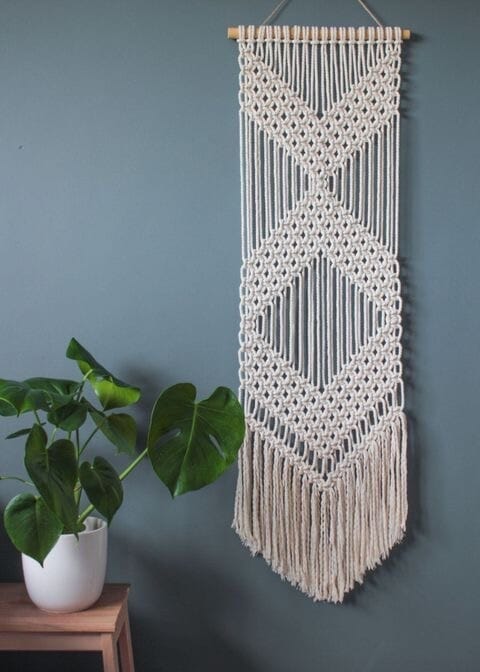 Macrame Wall Decor, Cotton, 100X40 Cm - Off White