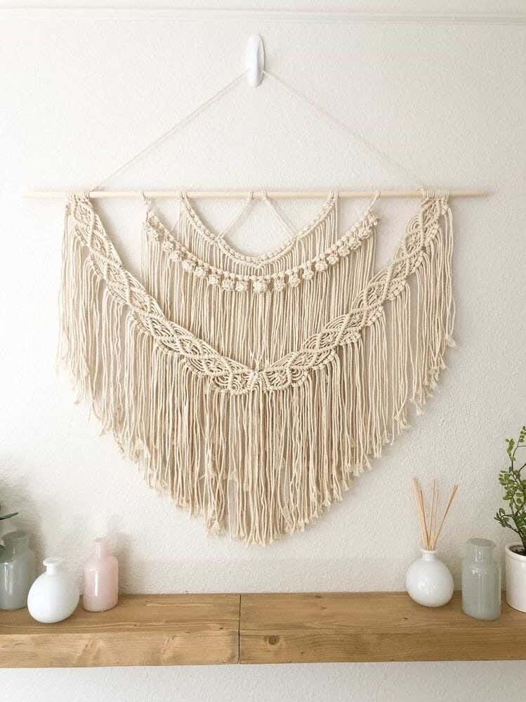 Macrame Wall Decor, Cotton, 100X70 Cm - Off White