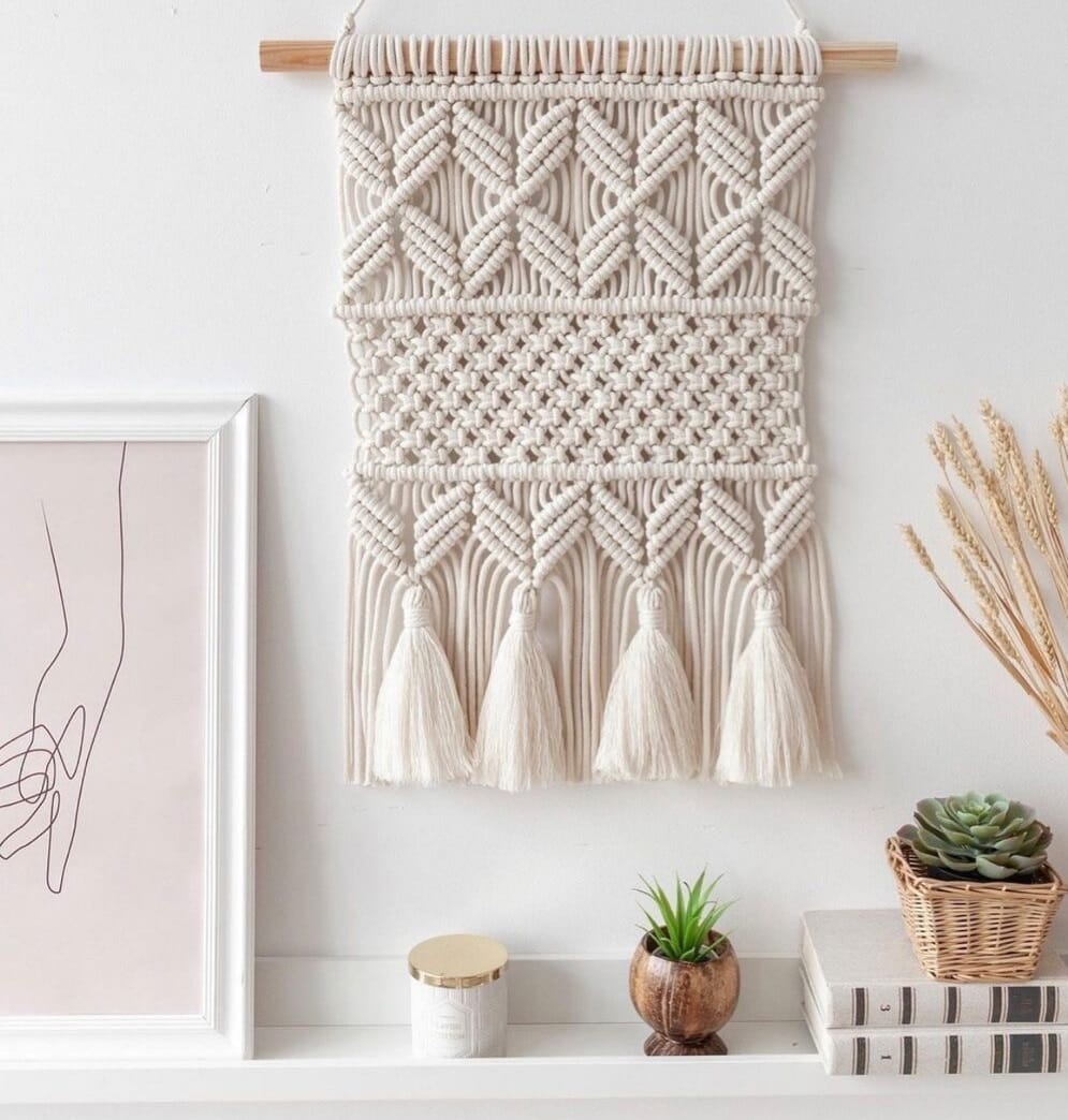 Macrame Wall Decor, Cotton, 40X50 Cm - Off White