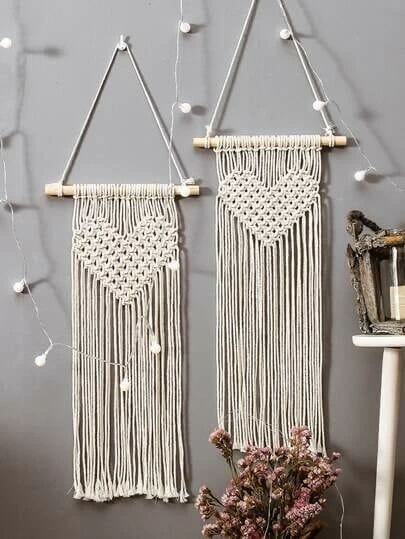 Macrame Wall Decor, Cotton, 30X60 Cm - Off White